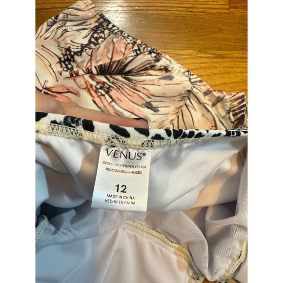 Venus Women’s 12 Pink Black Tropical Cheetah Print Halter One Piece Swimsuit - Picture 5 of 7